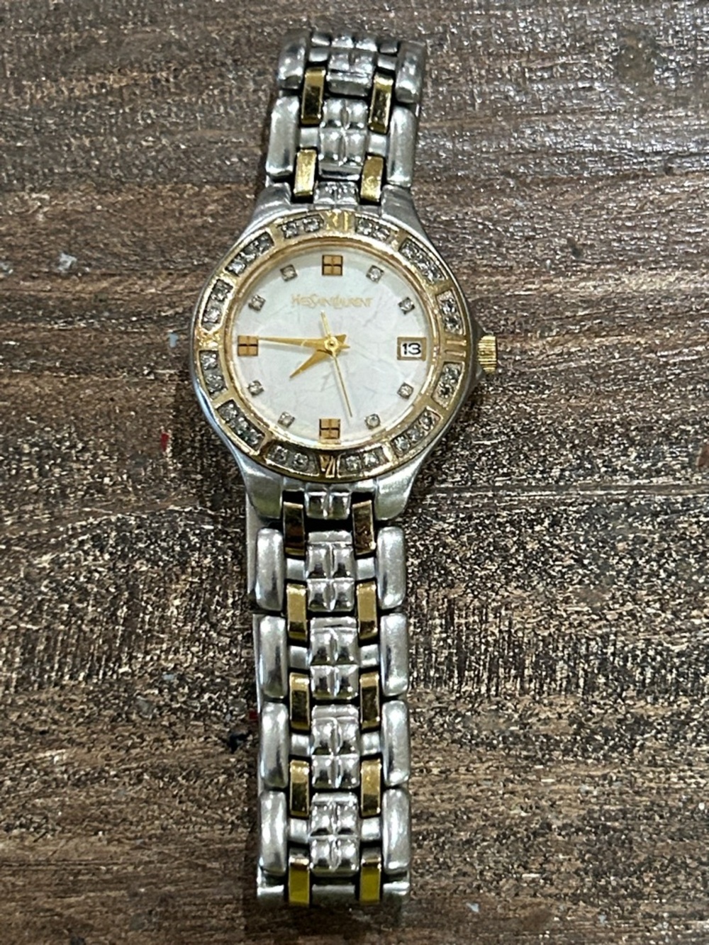 Yves Saint Laurent Two-Tone Gold & Silver Women's Bracelet Watch - Picture 4 of 6